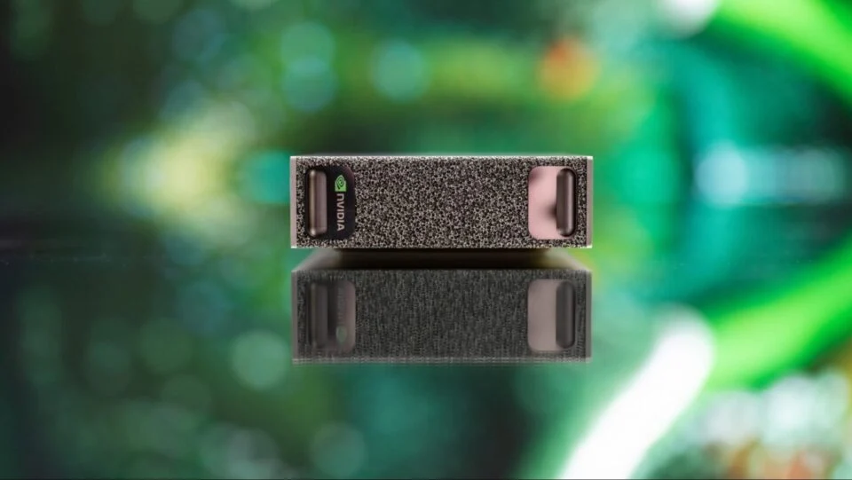 NVIDIA DGX Spark compact AI computer on a reflective surface